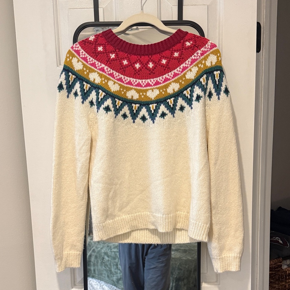 Marine Layer Fair Isle Sweater - Red, Gold, Blue, Cream